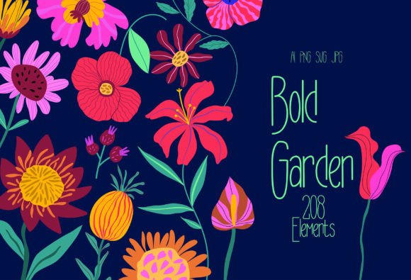 Bold Floral Illustration: Graphics & Illustrations