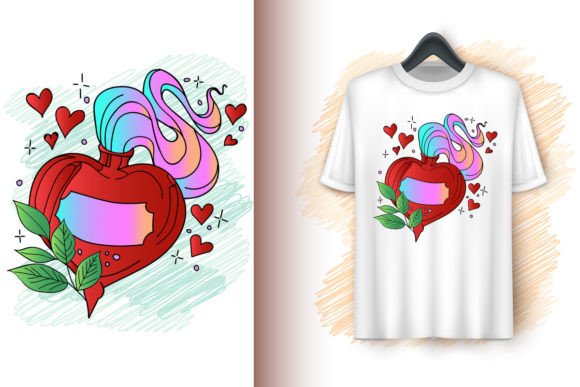 Colorful Heart with Floral Graphics & Illustrations