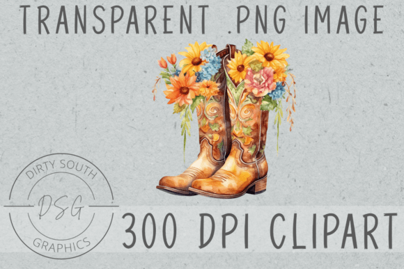 Floral Cowgirl Boots: Graphics & Illustrations