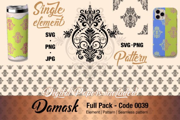 Floral Damask Motif 0039: Graphics & Illustrations