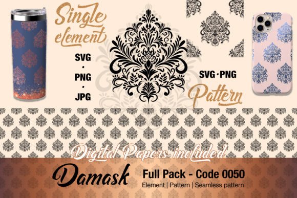 Floral Damask Motif 0050: Graphics & Illustrations
