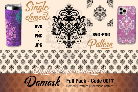 Floral Damask Motif Element Pack - 0017 Graphics