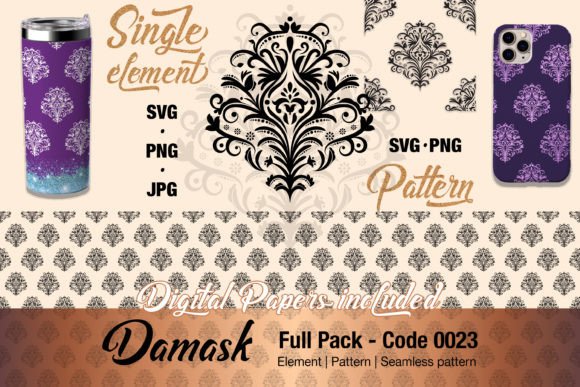Floral Damask Motif Element Pack - 0023 Graphics