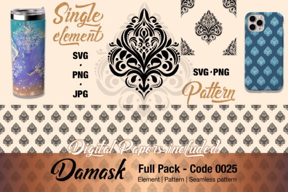 Floral Damask Motif Element Pack - 0025 Graphics