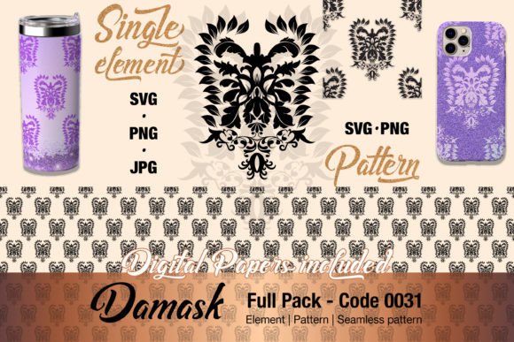 Floral Damask Motif Element Pack - 0031 Graphics & Illustrations