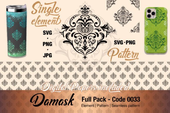 Floral Damask Motif Element Pack - 0033 Graphics and Illustrations