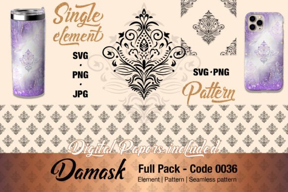 Floral Damask Motif Element Pack - 0036 Graphics