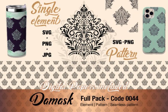 Floral Damask Motif Element Pack - 0044 Graphics & Illustrations