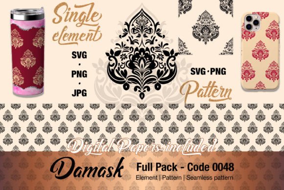 Floral Damask Motif Element Pack - 0048 Graphics