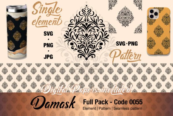 Floral Damask Motif Element Pack - 0055 Graphics & Illustrations