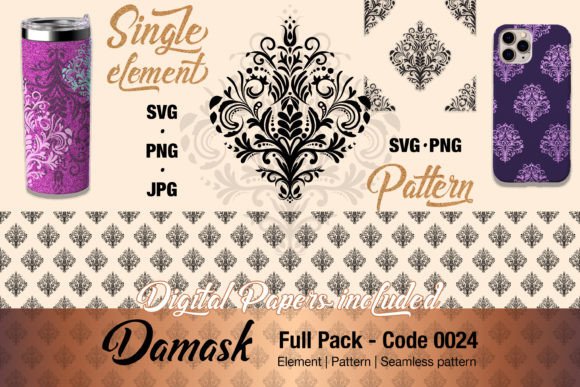 Floral Damask Motif Pack: Graphics & Illustrations