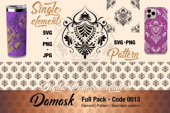 Floral Damask Pattern Element - 0013 Graphics