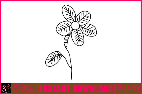 Floral Line Art SVG: 86 Graphics & Illustrations