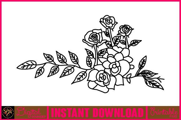 Floral Line Art SVG Graphics and Illustrations