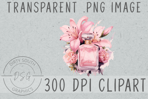 Floral Pink Perfume Bottle Graphics & Illustrations