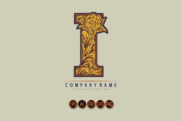 Flourishing Elegance Floral Initial I Graphics