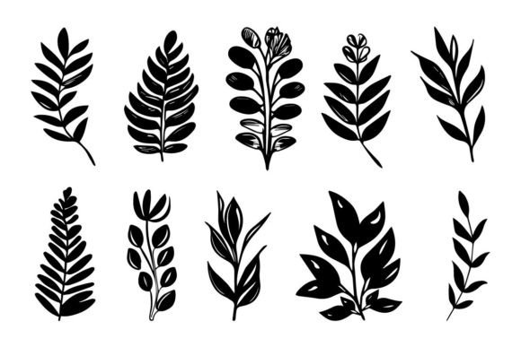 Hand Drawing Floral Line Art Set: Graphics & Illustrations