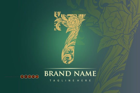 Intricate Engraved Floral Number 7 Graphics