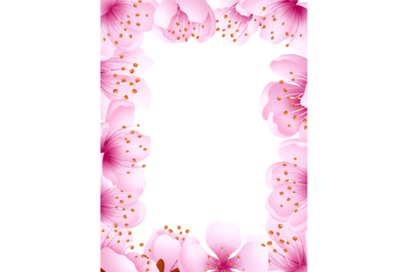 Japanese Floral Card Template: Sakura Graphics & Illustrations