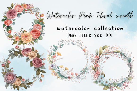 Pink Floral Wreath Graphics & Illustrations Review