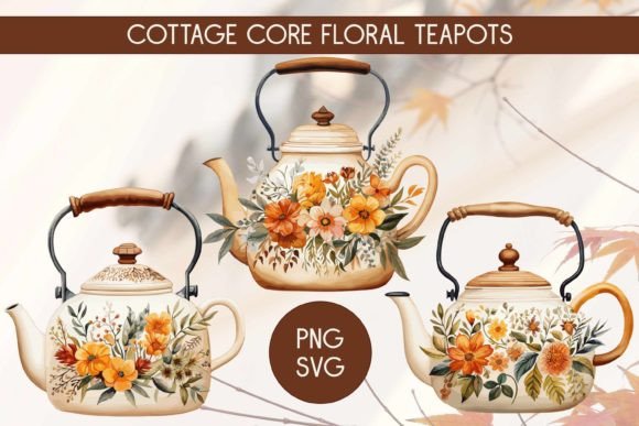 Review: 3 Cottage Core Floral Teapots Clip Art for Embroidery