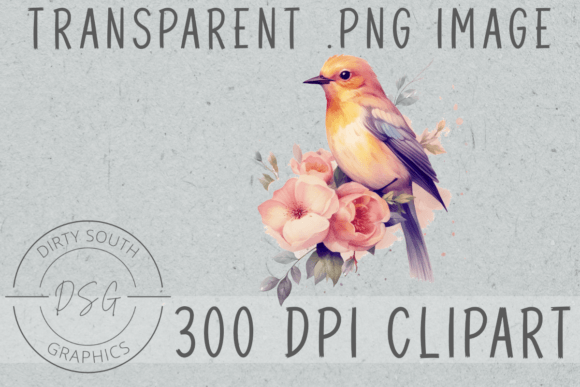 Watercolor Victorian Floral Bird Graphics & Illustrations
